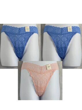 Jenni Women's Plus Size Lace Thong Panty, Variety 3-Pack, One Size (1X, 2X, 3X)